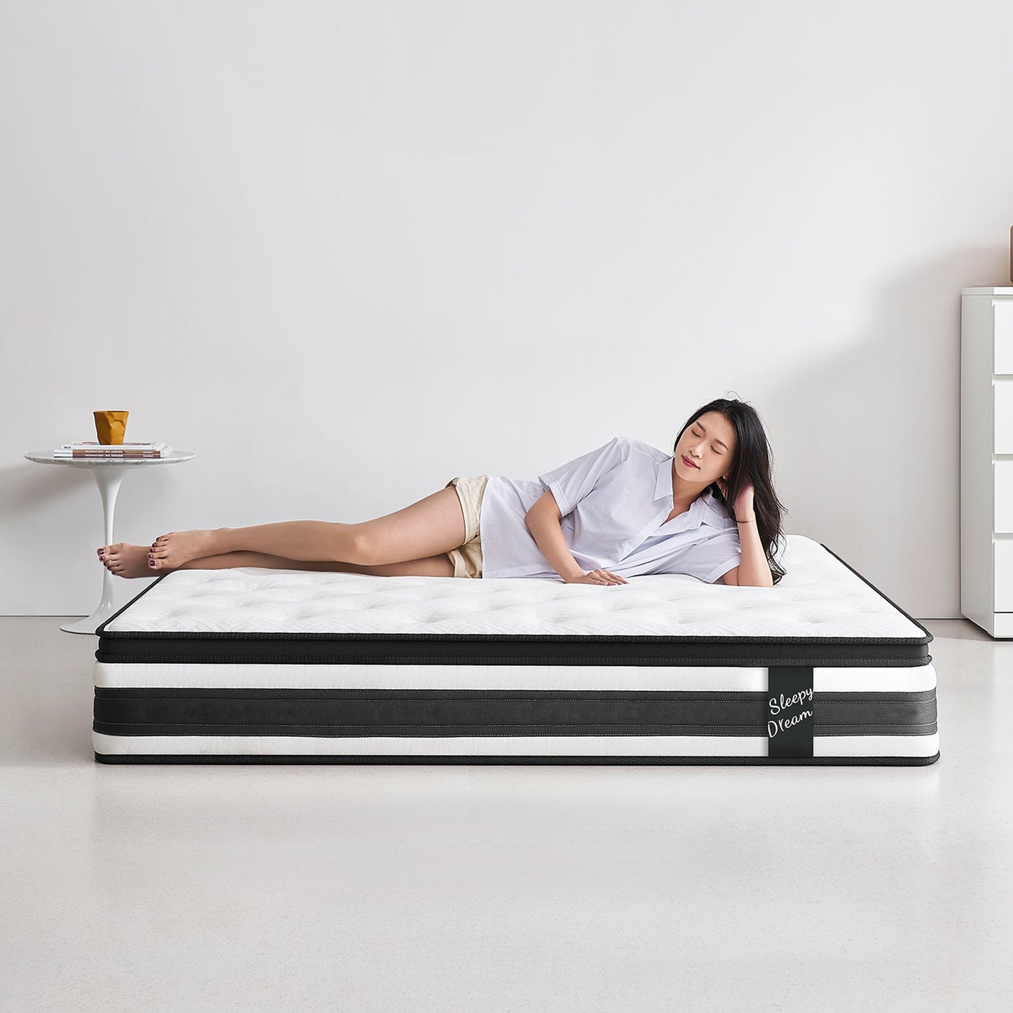 12 Inch Queen Size Breathalle Cool Cover Oekotex-100 Memory Foam Individual Pocket Spring Hybrid Mattress