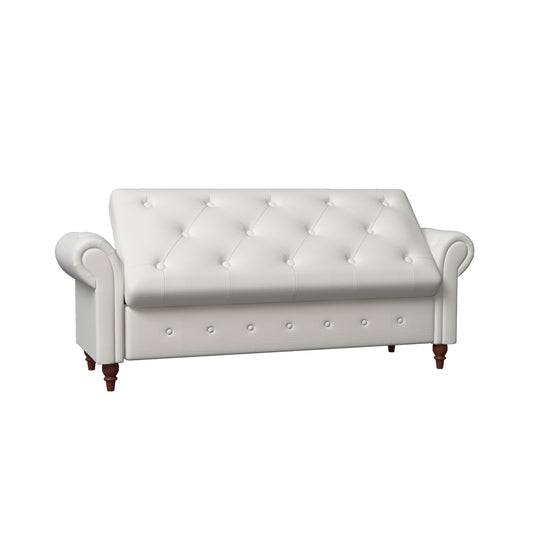 Smart Plug: 63' Bed Bench Beige Fabric by Streamdale Furniture
