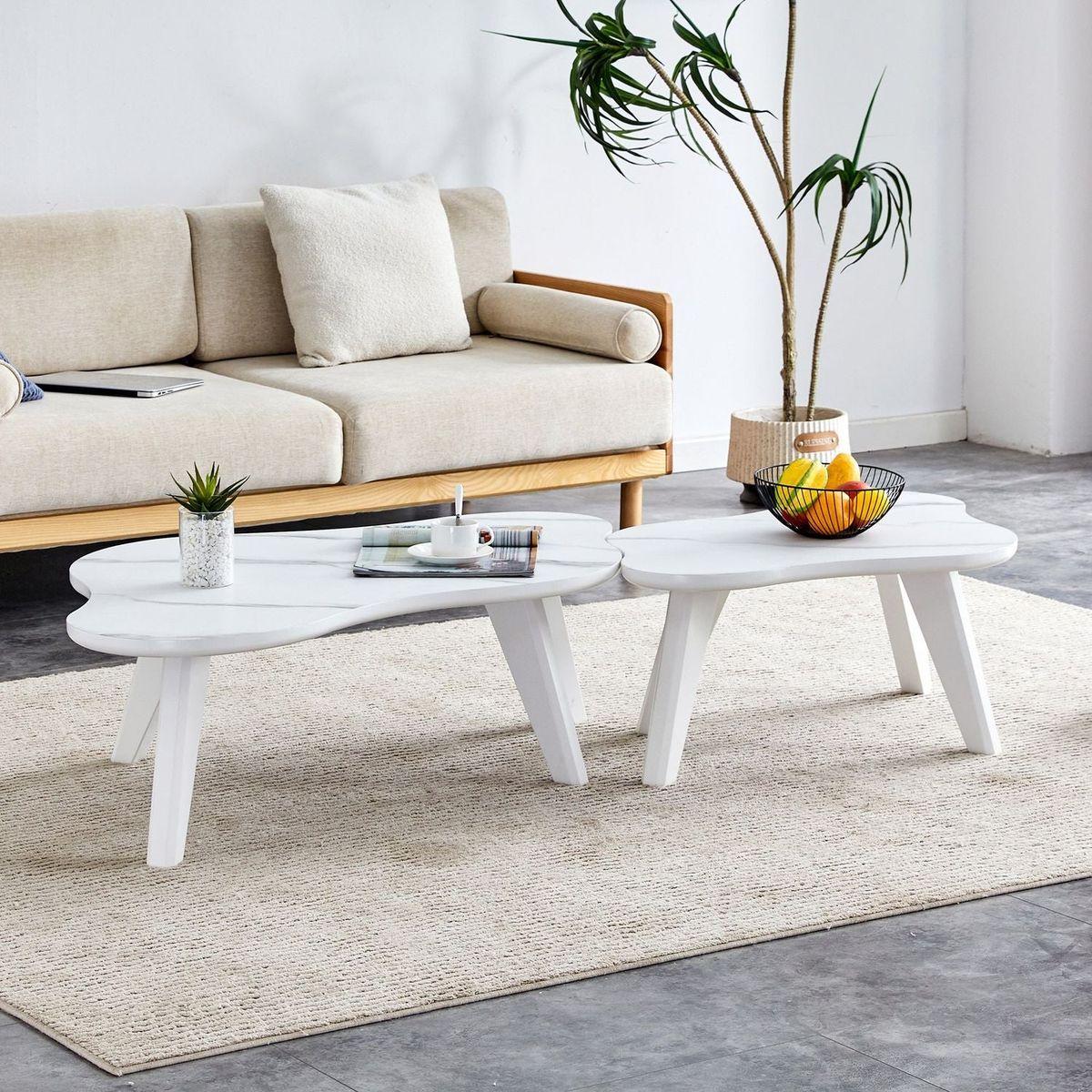 Dining & Tableware: Modern minimalist white table top. Cloud shape gives you a new experience, computer desk. The game table. Suitable for dining and living rooms. by Streamdale Furniture