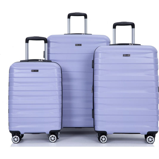3 Piece Luggage Sets PC Lightweight & Durable Expandable Suitcase with Two Hooks, Double Spinner Wheels, TSA Lock, (21/25/29) Light Purple