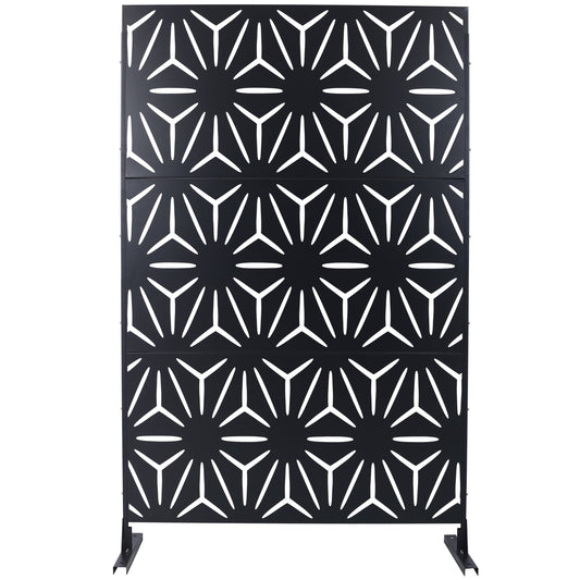 Dining & Tableware: Outdoor & Indoor Privacy Screen Metal Privacy Screen 76' H×48' W, Freestanding Decorative Privacy Screen for Deck Balcony Patio, Black Steel by Streamdale Furniture