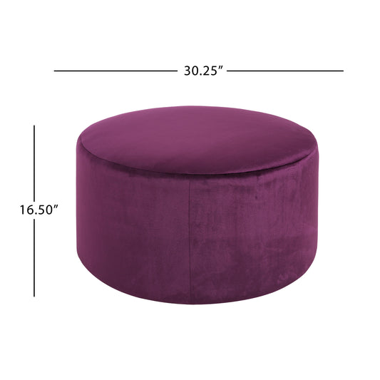 Velvet Round Ottoman,Purple