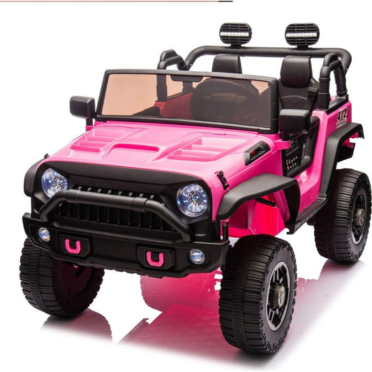 24V Two-Seater Kids Ride On Truck Car W/Parents Control,200wx2,Seat width 20.28in,Four-wheel Suspension,LED Lights,Music,MP3,Bluetooth,Two independent seat belts,Suitable for off-road For Kids Aged 3+