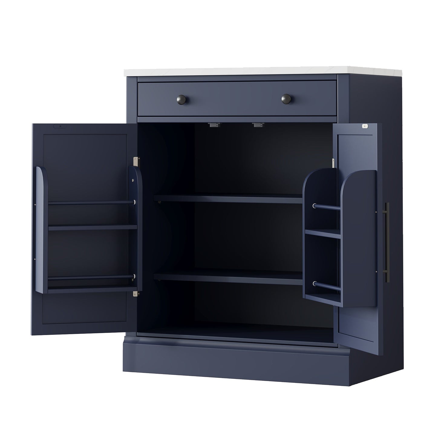 [Assembly Video Provided] TOPMAX Modern Freestanding Kitchen Pantry,Buffet Food Storage, Coffee Bar Cabinet with Drawer, 2 Adjustable Shelves and 2 Door Shelves for Dining, Kitchen, Set of 2, Blue