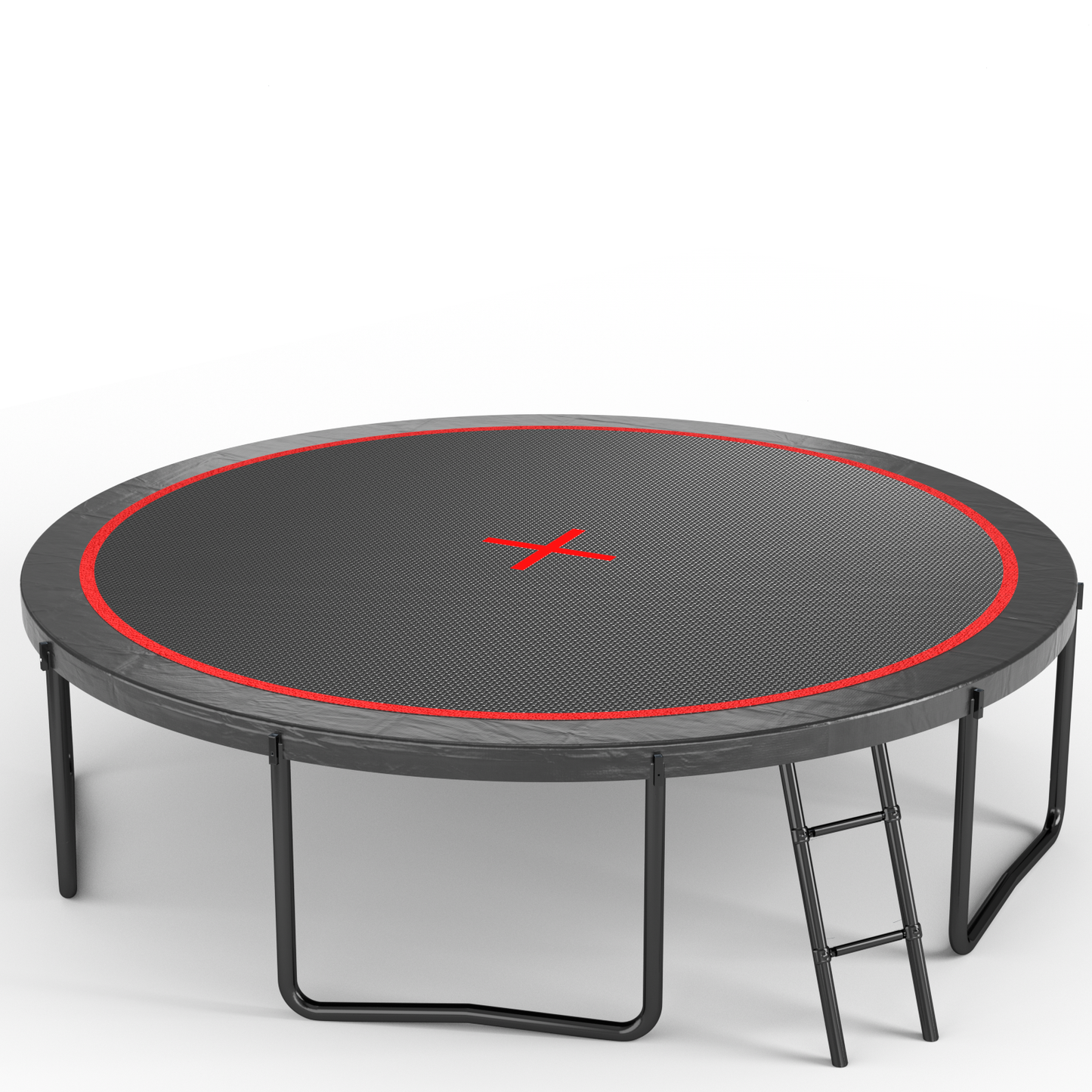 YC 12FT trampoline Pumpkin- ladder-Black Red
