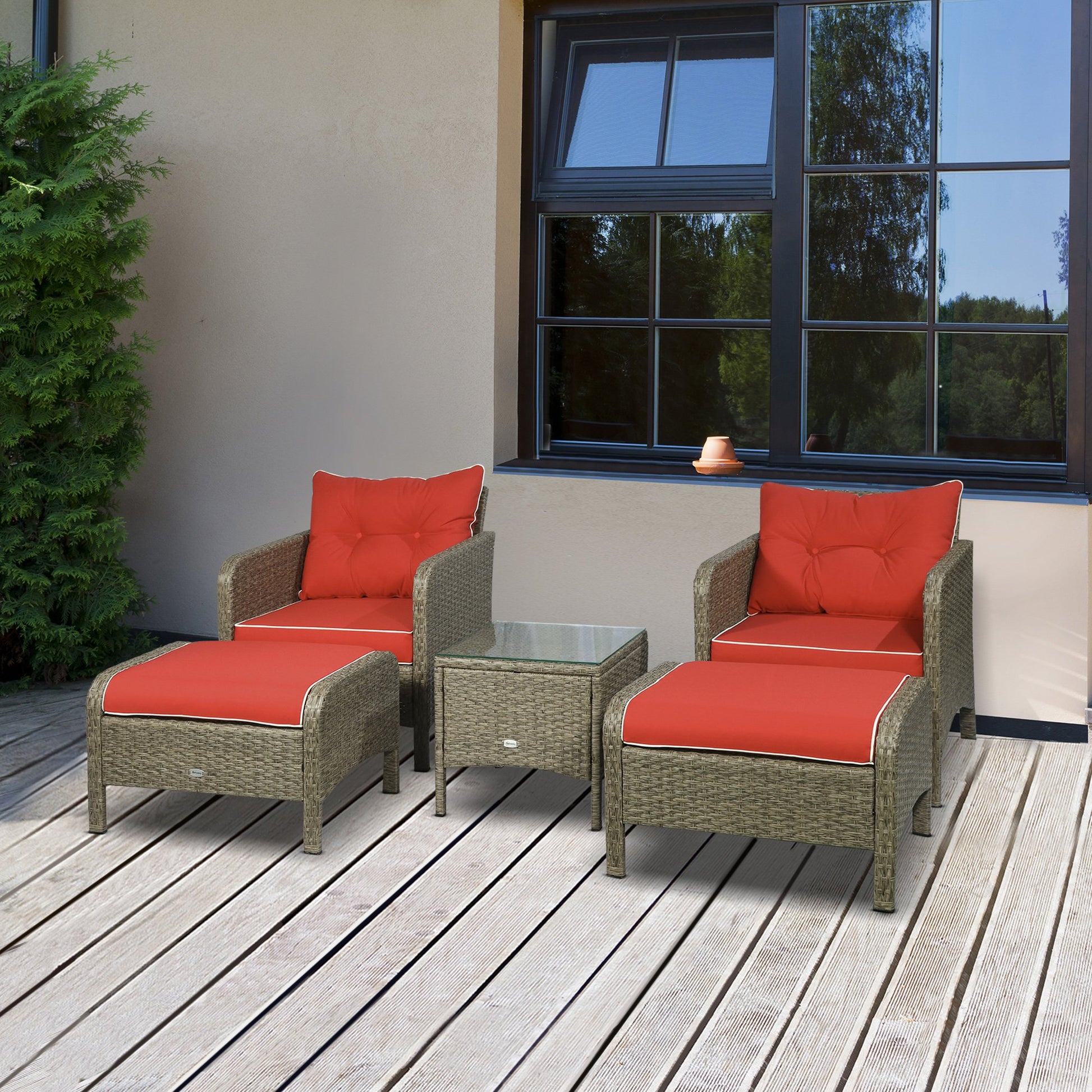 Garden & Outdoor: Outsunny 5pc Outdoor Patio Furniture Set Rattan Wicker Conversation by Taupe Shadow