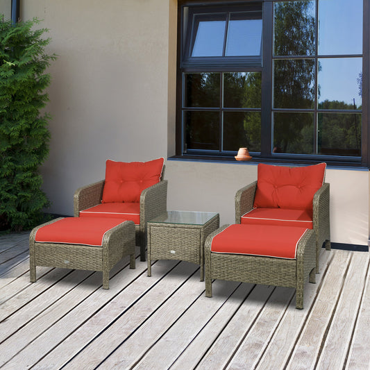 Garden & Outdoor: Outsunny 5pc Outdoor Patio Furniture Set Rattan Wicker Conversation by Taupe Shadow