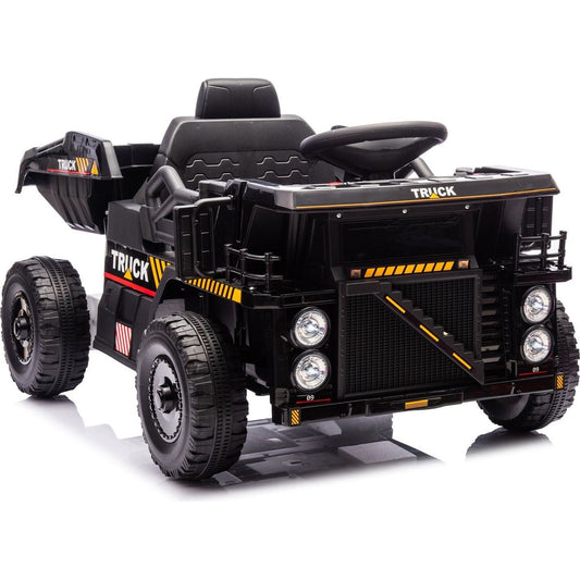 12V Kids Ride On Dump Truck W/Parents Control,2wd,Rear-wheel suspension,Electric Dump Bed and Extra Shovel,Multimedia function with Bluetooh and Music,Volume&Speed adjustment,LED Light For Kids 3-5.