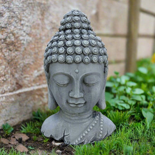 Garden & Outdoor: Buddha Head Cement Statue (11" x 4") by Rose Azolla