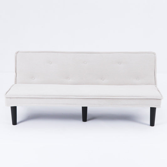 Versatile Corduroy Sofa Bed with Solid Wood Frame in Black, Beige, Pink - 66-inch
