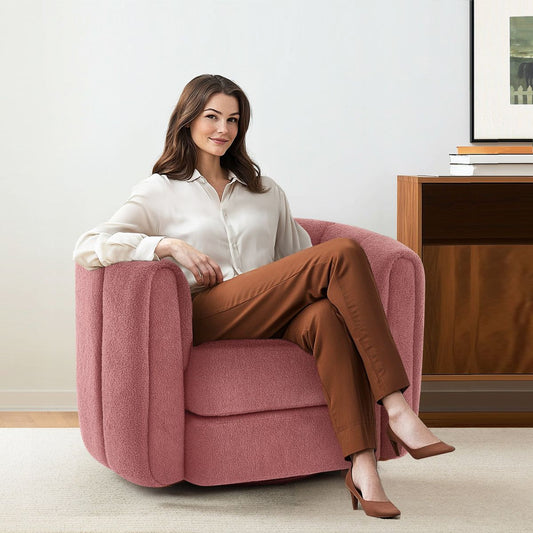 Living Room Decor: Swivel Accent Chair for Living Room, Sofa Chairs with Wood Base Side,  Comfy Swivel Accent Chair with Wide Upholstered, for Living Room by Streamdale Furniture