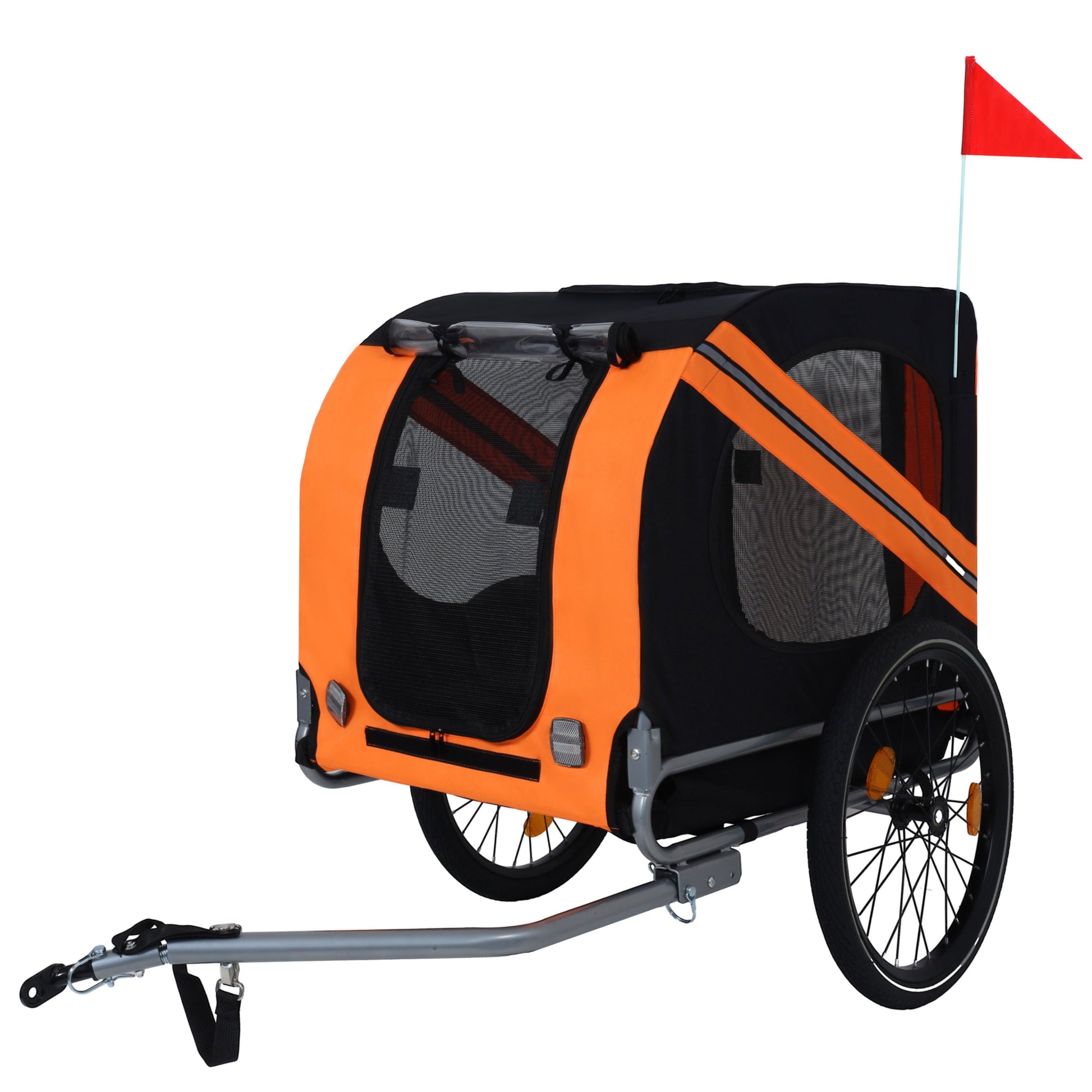 Kitchen Tools & Cookware: Large Folding Bike Trailer for Dogs – 120LB Capacity All-Terrain Pet Carrier, Durable Steel Frame for Cycling, Jogging, Camping & Outdoor Adventures, Black-Orange by Streamdale Furniture