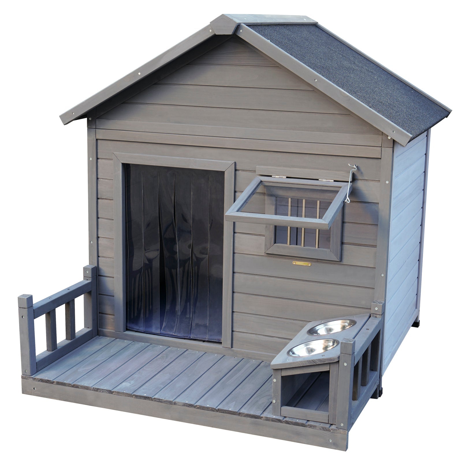 Area Rug: Large balcony doghouse, 44.2' long x 44.6' wide x 44.6' high solid wood asphalt roof dog house for large dogs with large terrace, weatherproof large dog house,Complimentary a good cleaning mat by Streamdale Furniture