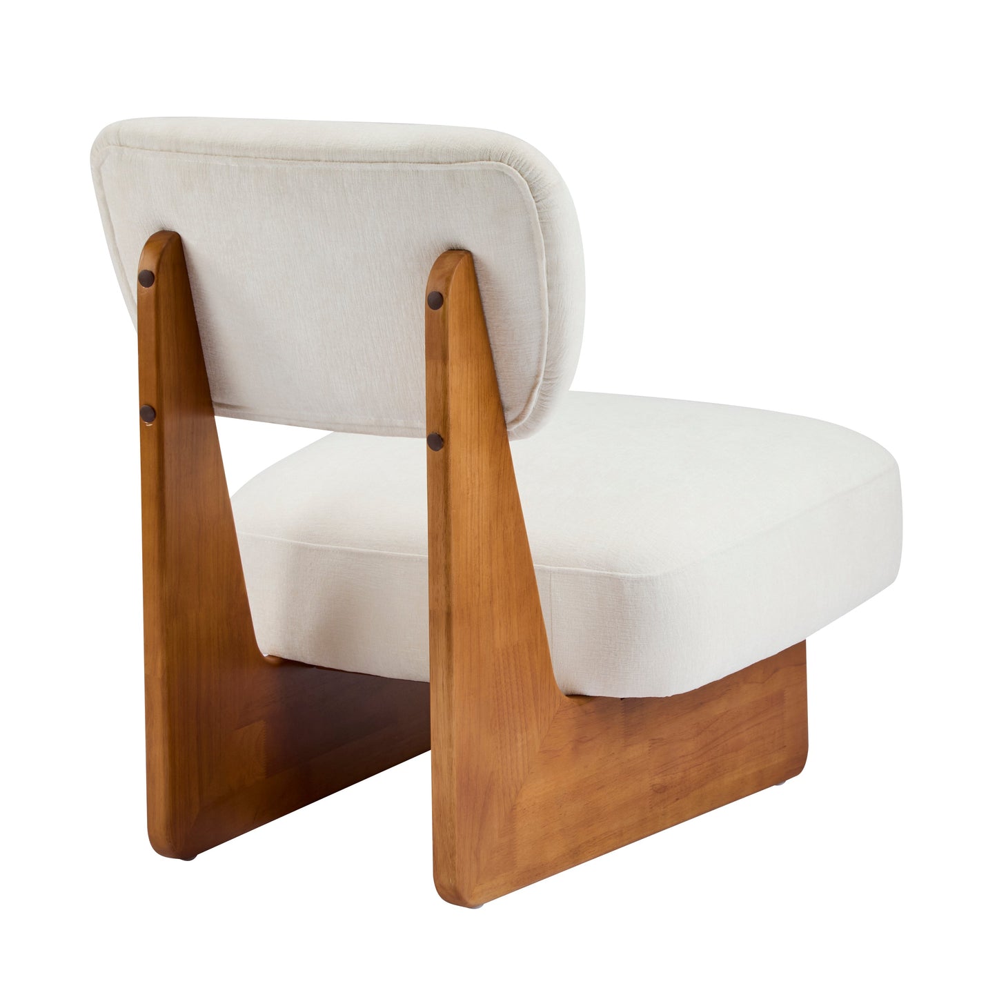 [Set of 2] Modern Beige Lounge Chair with Polyester Upholstery, Sturdy Wood Base With Natural Finish, Minimalist and Stylish Accent Seating for Living Room, Bedroom, or Office