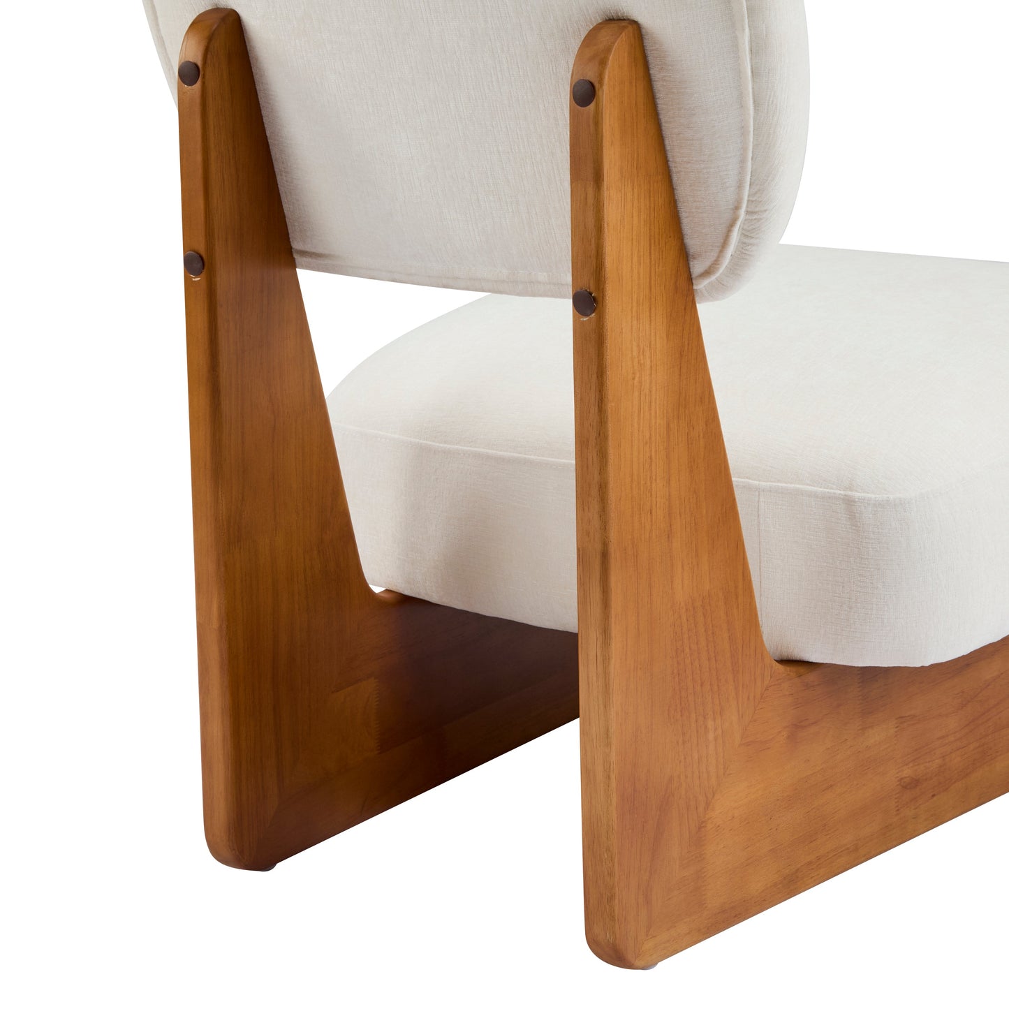 [Set of 2] Modern Beige Lounge Chair with Polyester Upholstery, Sturdy Wood Base With Natural Finish, Minimalist and Stylish Accent Seating for Living Room, Bedroom, or Office
