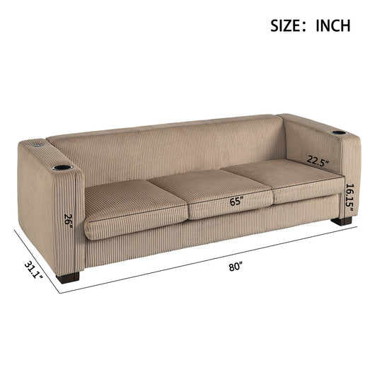 Seasonal & Holiday Decor: BEIGE  3 SEATER SOFA,LIGHT COFFEE COLOR by Streamdale Furniture