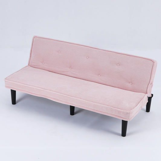 Living Room Decor: Modern corduroy sofa bed, black/beige/pink, 66 inches by Streamdale Furniture