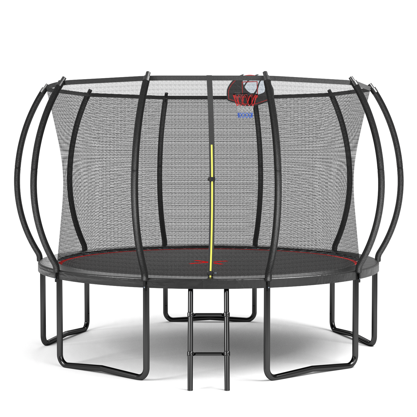 YC 12FT trampoline Pumpkin- ladder-Black Red