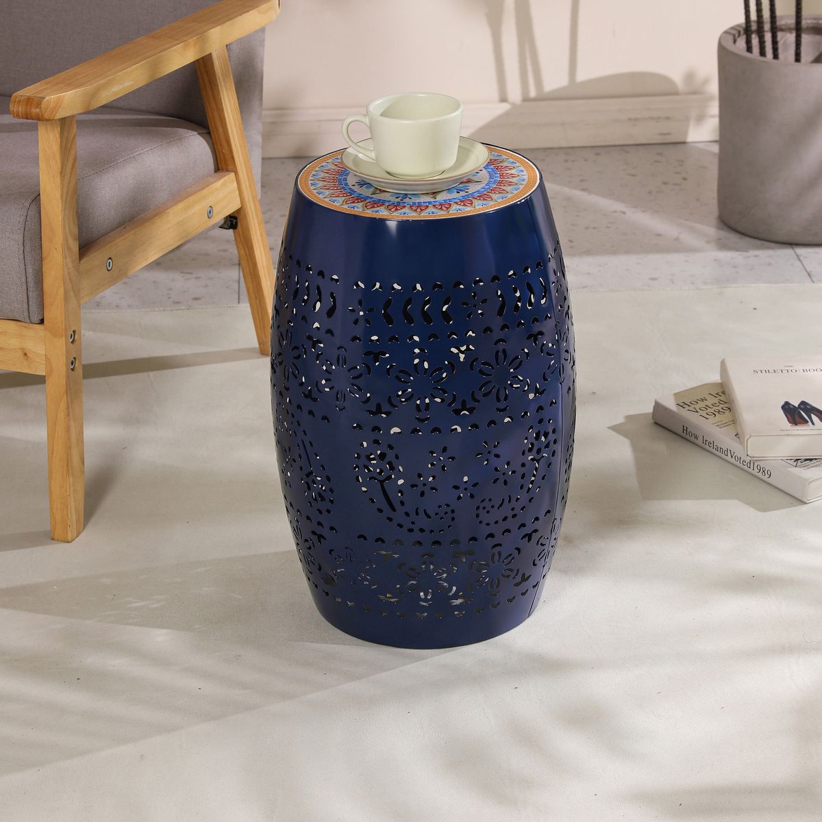 Garden & Outdoor: RUBY 12' SIDE TABLE - DARK BLUE by Streamdale Furniture