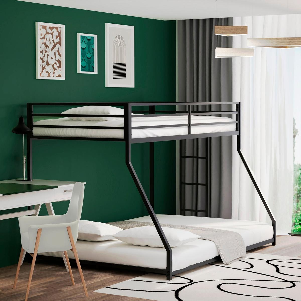 Bedroom Bedding & Decor: Same as original B083124171 Adam Sturdy Twin over Full Metal Bunk Black for Kids and Adult, Low Profile and Easy Climbing with Stable Ladder by Streamdale Furniture