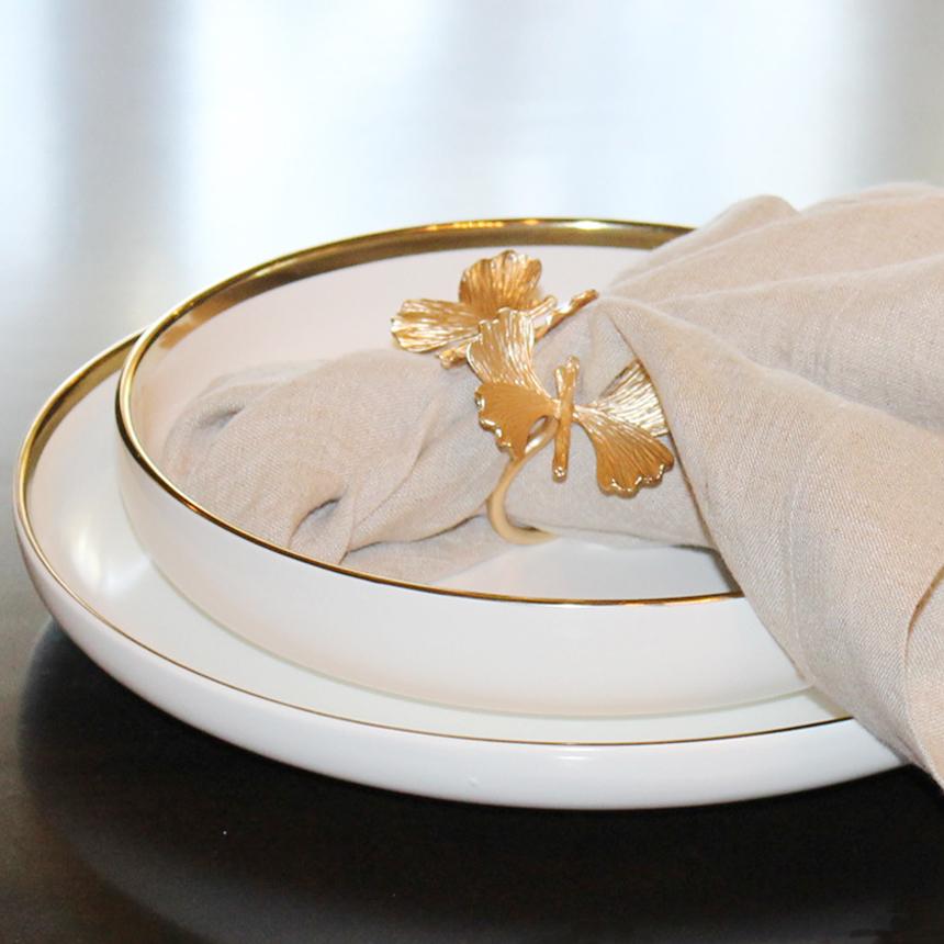Garden & Outdoor: Gold Garden Napkin Ring - Set of 4 by Tea + Linen