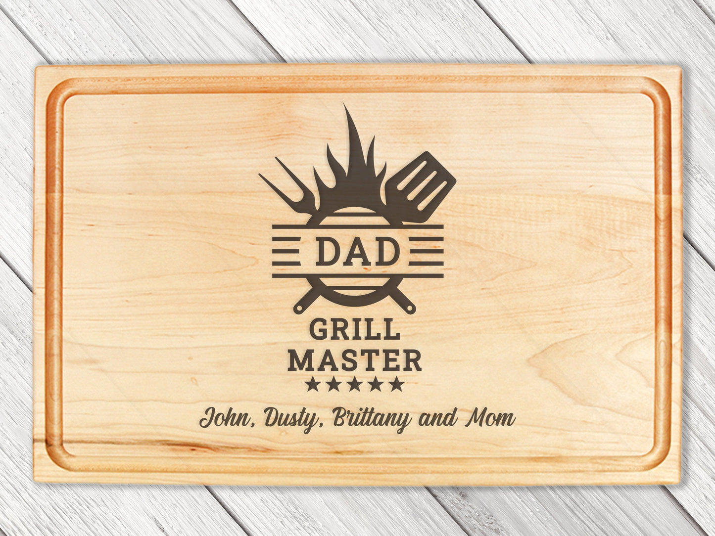 Personalized Gift For Dad, Dad Grill Master Cutting Board, Custom Grilling Gift For Dad, BBQ Gift For Dad, Custom Cutting Board - USA Made