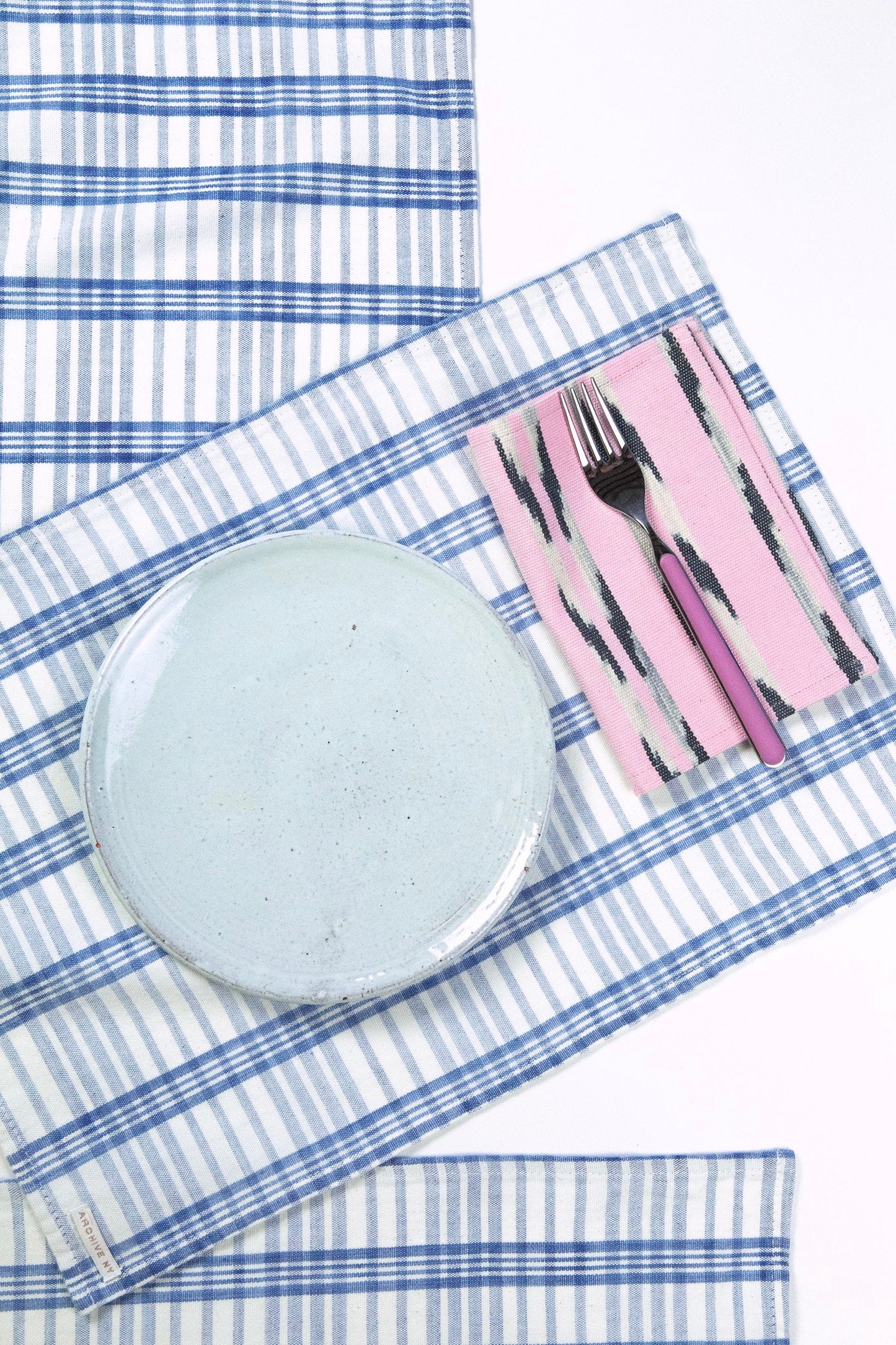 Backordered: Coco Plaid Placemat in Natural Indigo