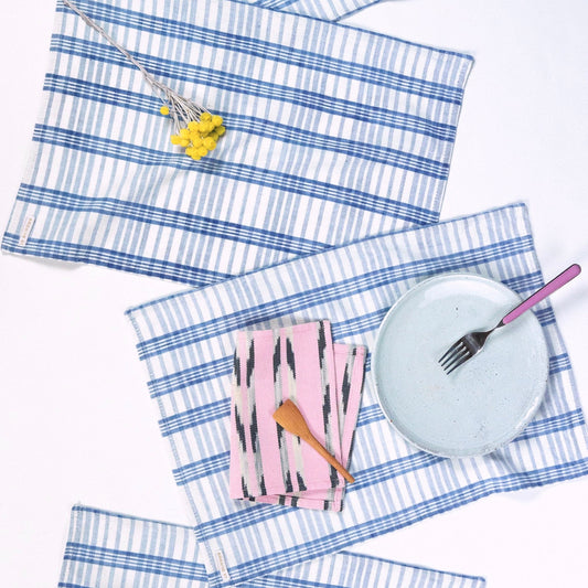 Backordered: Coco Plaid Placemat in Natural Indigo