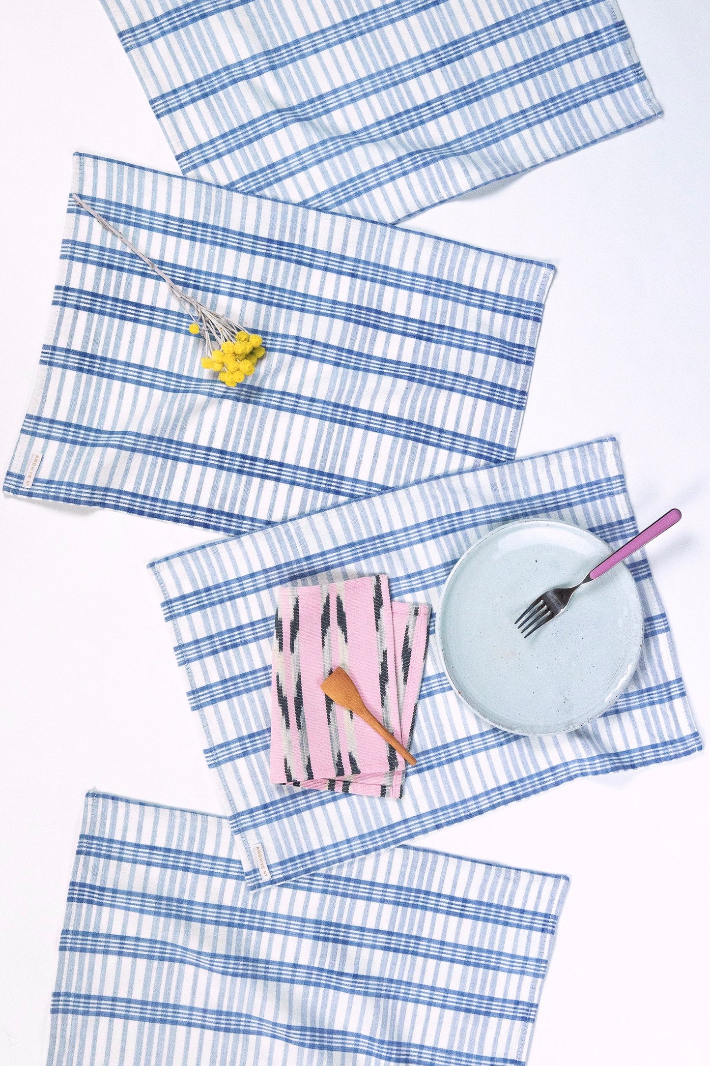 Backordered: Coco Plaid Placemat in Natural Indigo