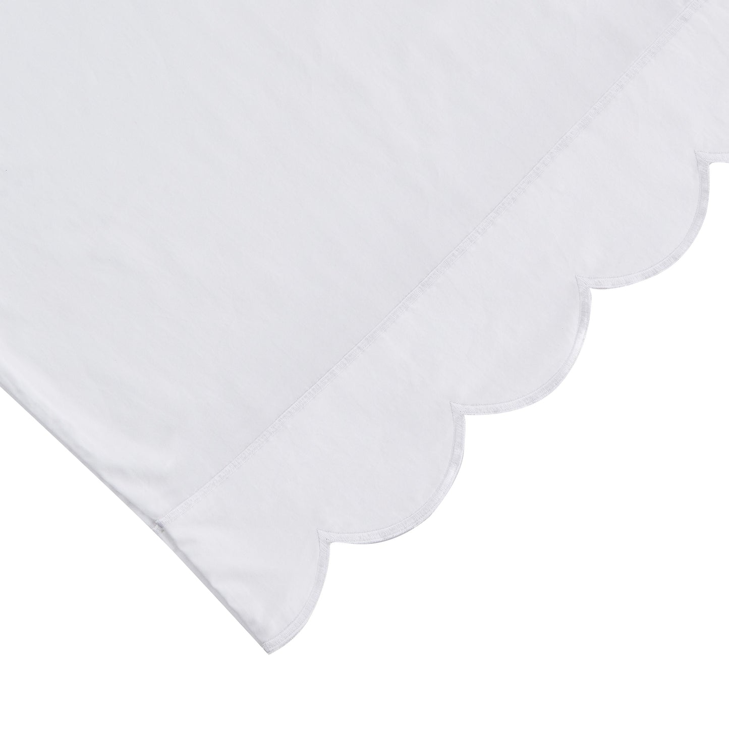 Scallop Frame Embroidered Cotton Percale Pillowcase Pair