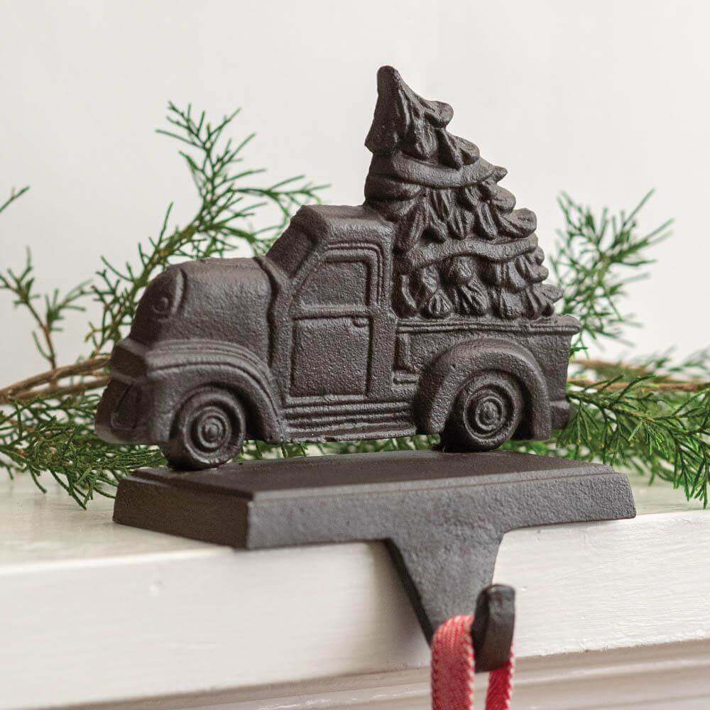 Seasonal & Holiday Decor: Rustic Truck with Christmas Tree Stocking Holder by Vintage Shopper
