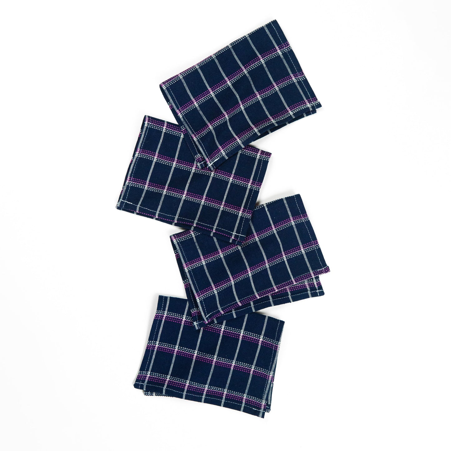 San Lucas Plaid Navy Cocktail Napkins Set of 4