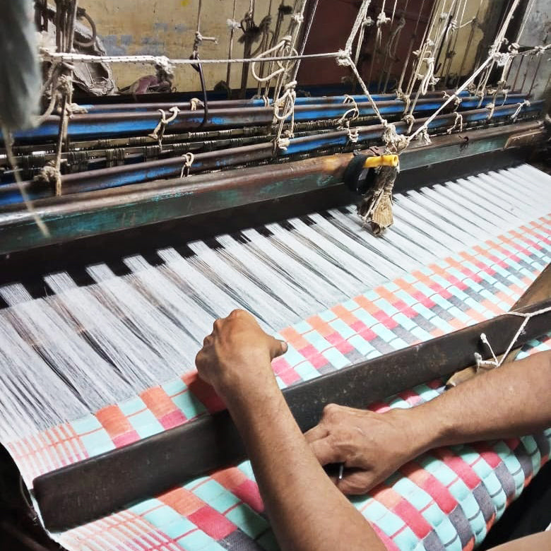 Quilted Sujani Throw Blanket - Red & Blue